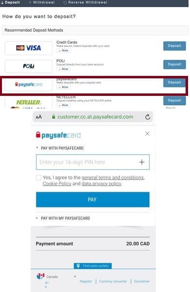 paysafe deposit