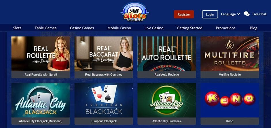 All Slots Casino Table Games