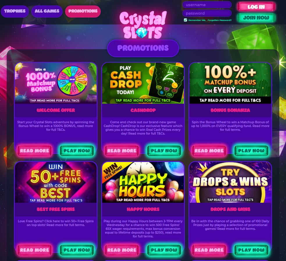 Crystal Slots Promo