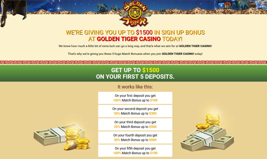 Golden Tiger Casino Welcome Bonus