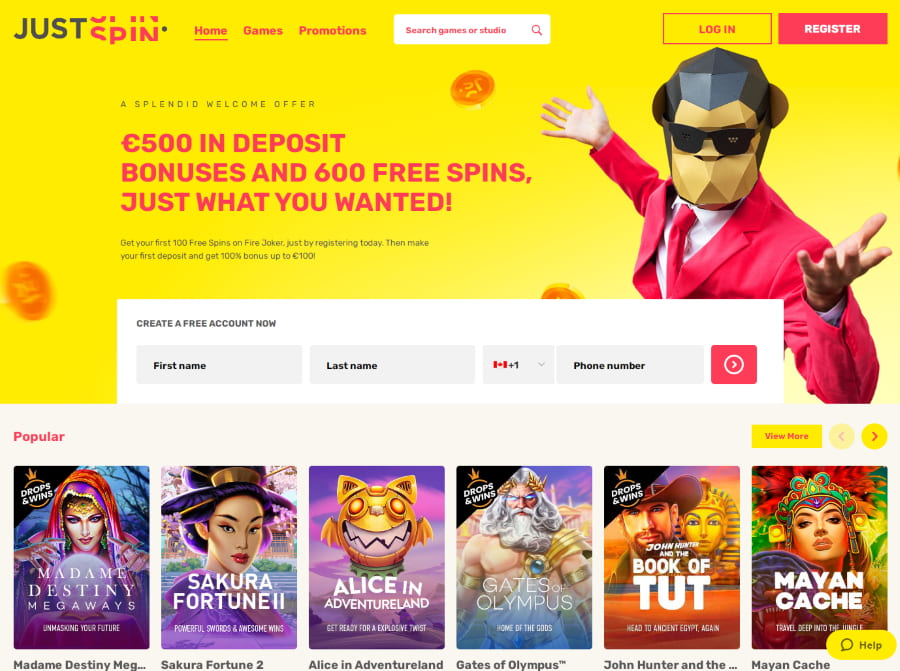 Justspin-Casino-main-page