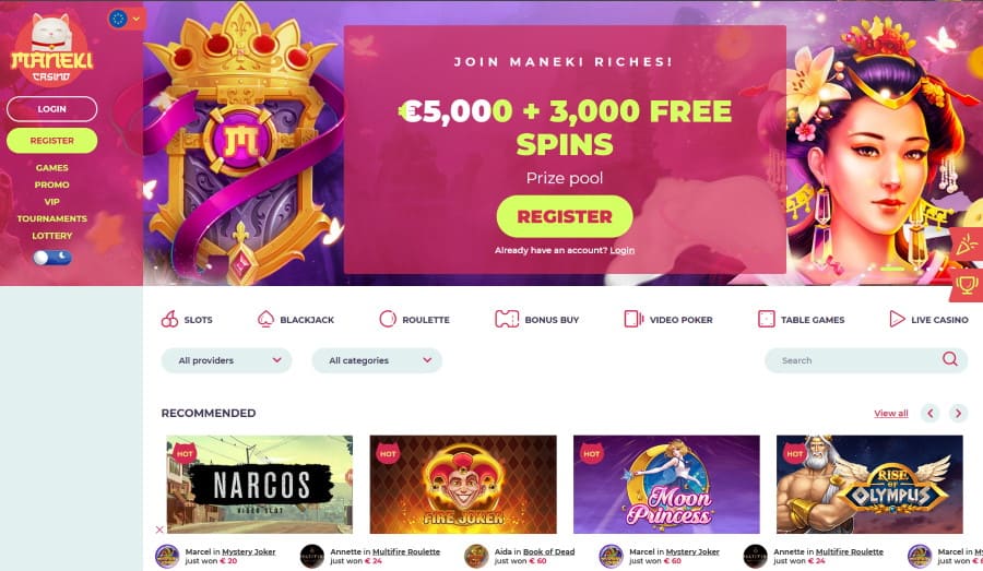 Le casino Maneki en ligne