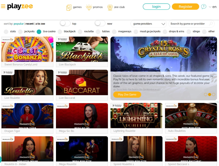 Playzee online casino Table games