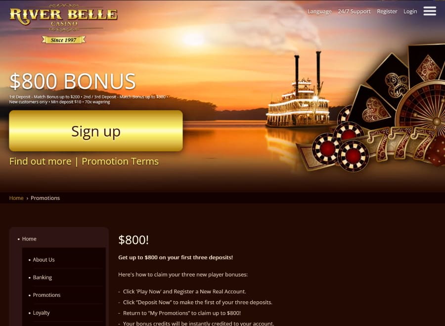 Casino River Belle Welcome Bonus