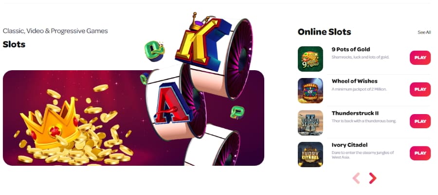 Games on Casino Spin Palace