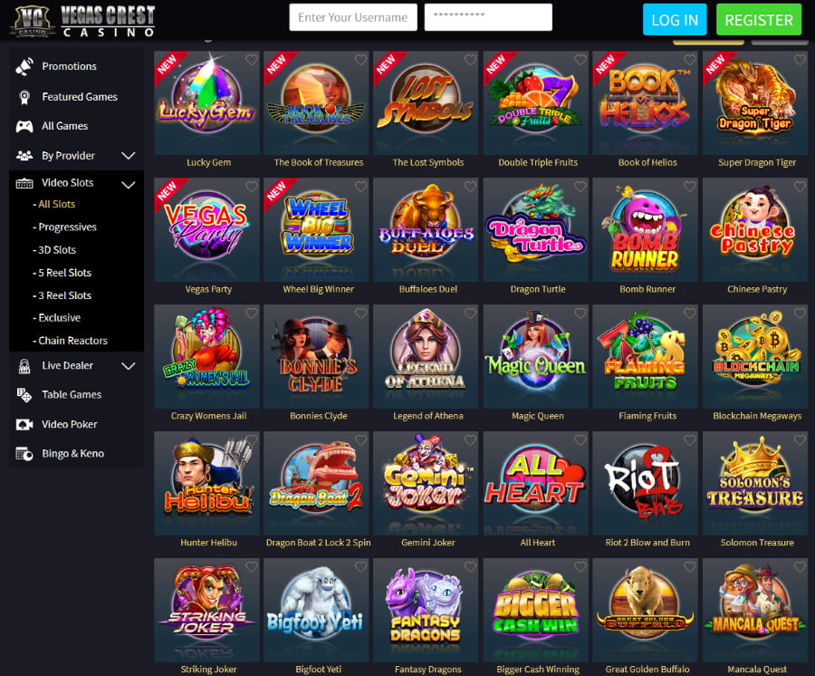 vegas crest casino mobile games