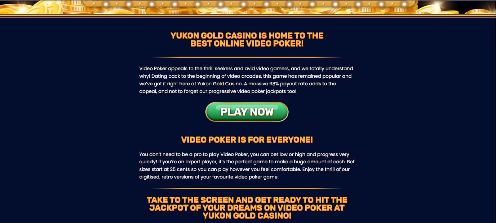 yukon gold casino 125 free spins