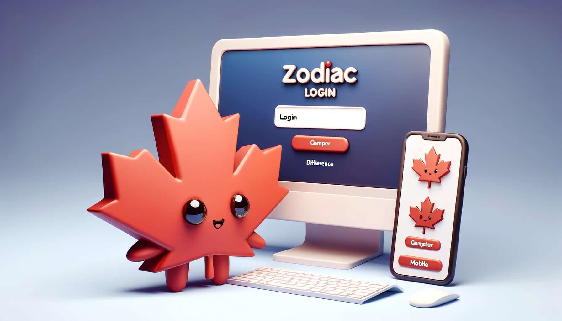A login page for Zodiac and maple figure