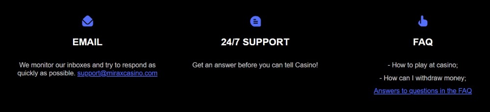 Mirax Casino Customer Support