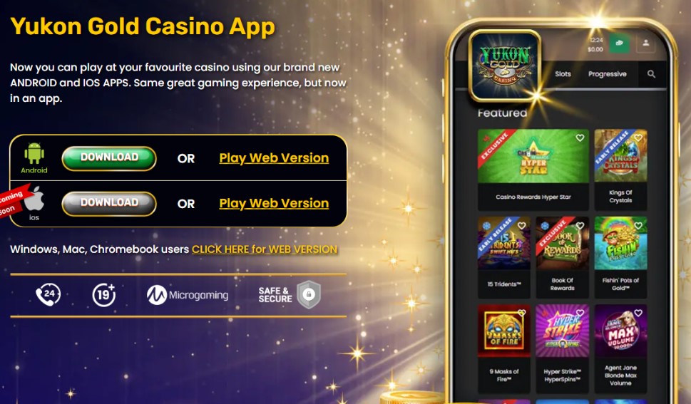 Yukon Gold casino app screen
