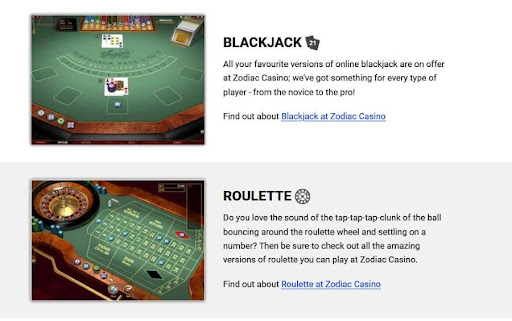 screenshot:blackjack and roulette