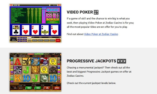 Screenshot: games with progressive jackpot